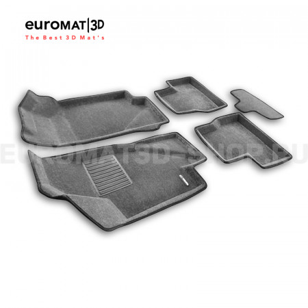 Текстильные 3D коврики Euromat3D Business в салон для Lada Kalina (2004-) № EMC3D-005310G Серые